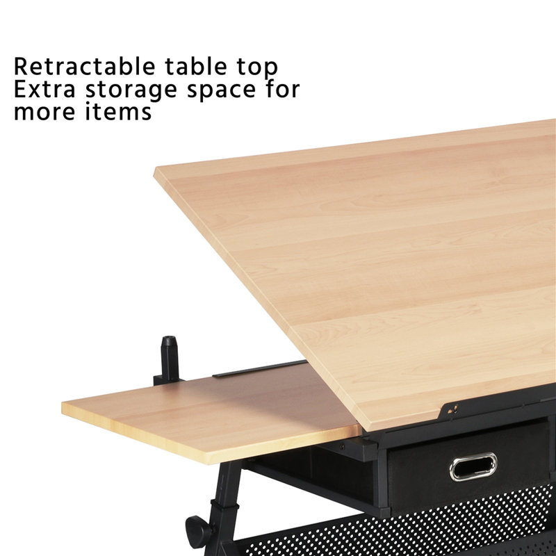 Inbox Zero Height Adjustable Drafting Table and Chair Set